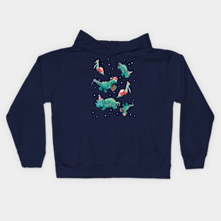 Dino Xmas Party Time Kids Hoodie